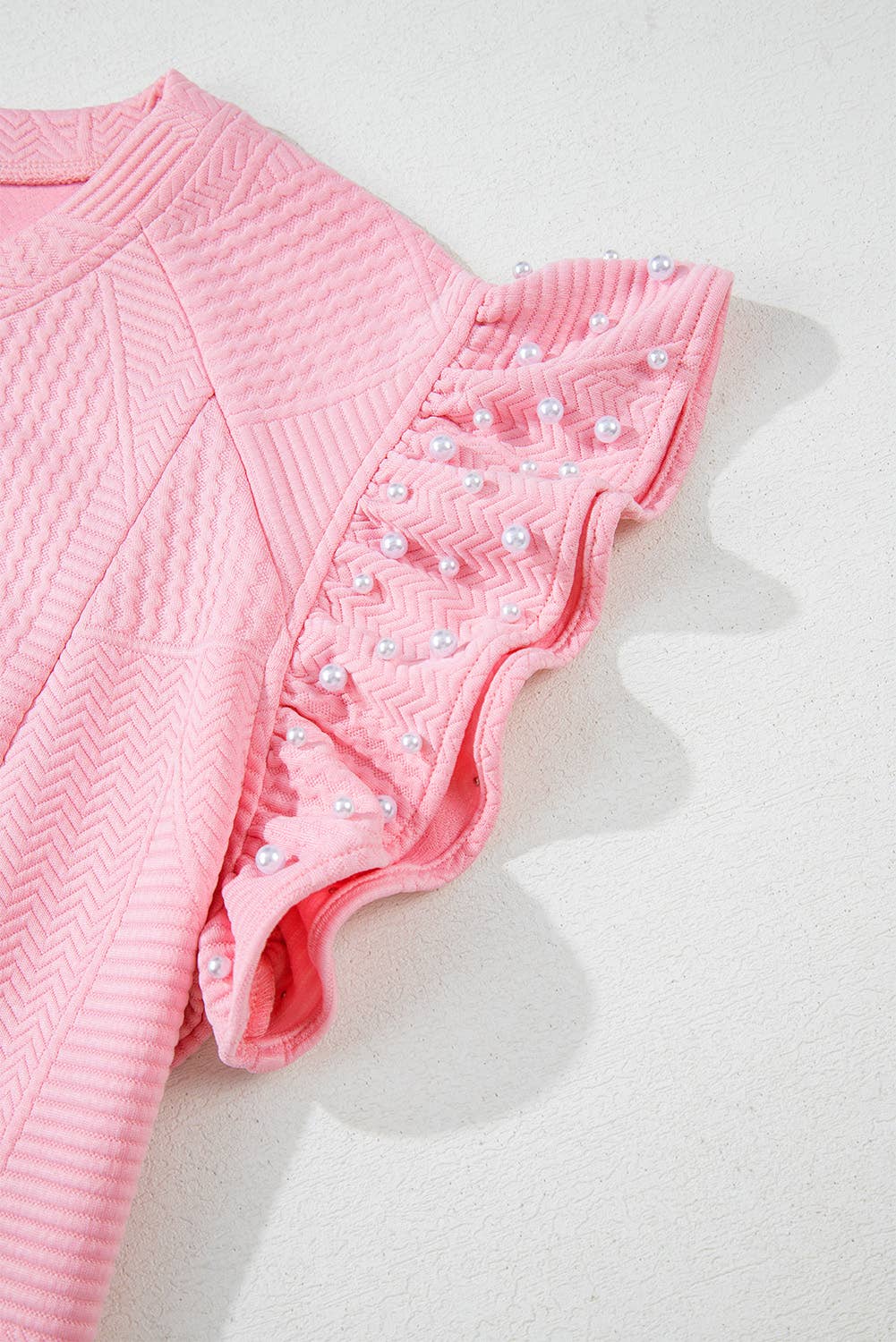 Textured Pearled Ruffled Outfit Pants Set