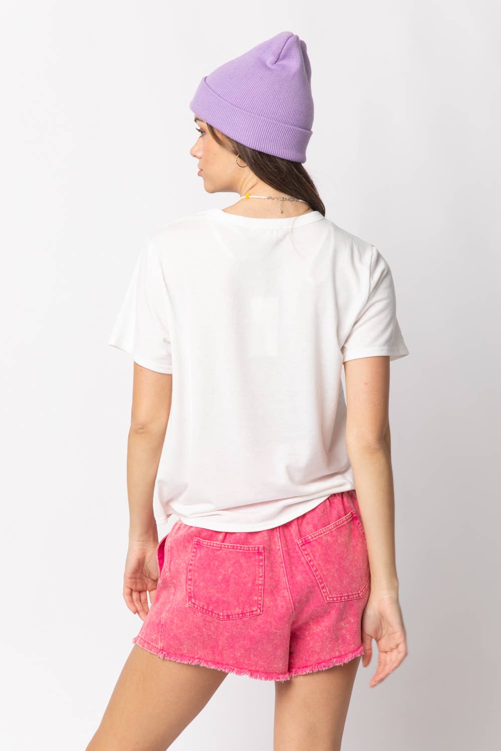 Twisted Hem Knit Top: WHITE
