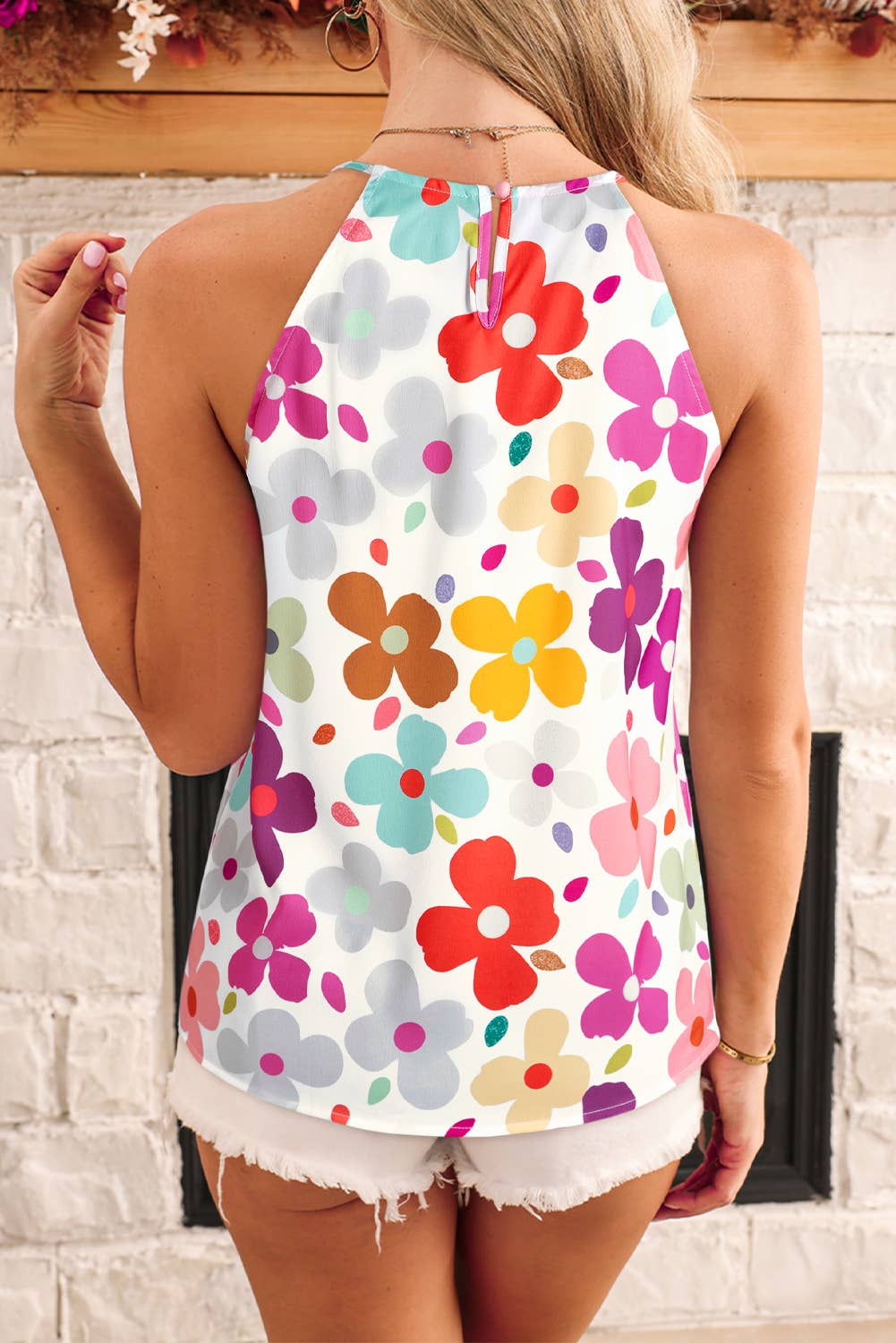 Women Casual Multicolor Floral Print Top