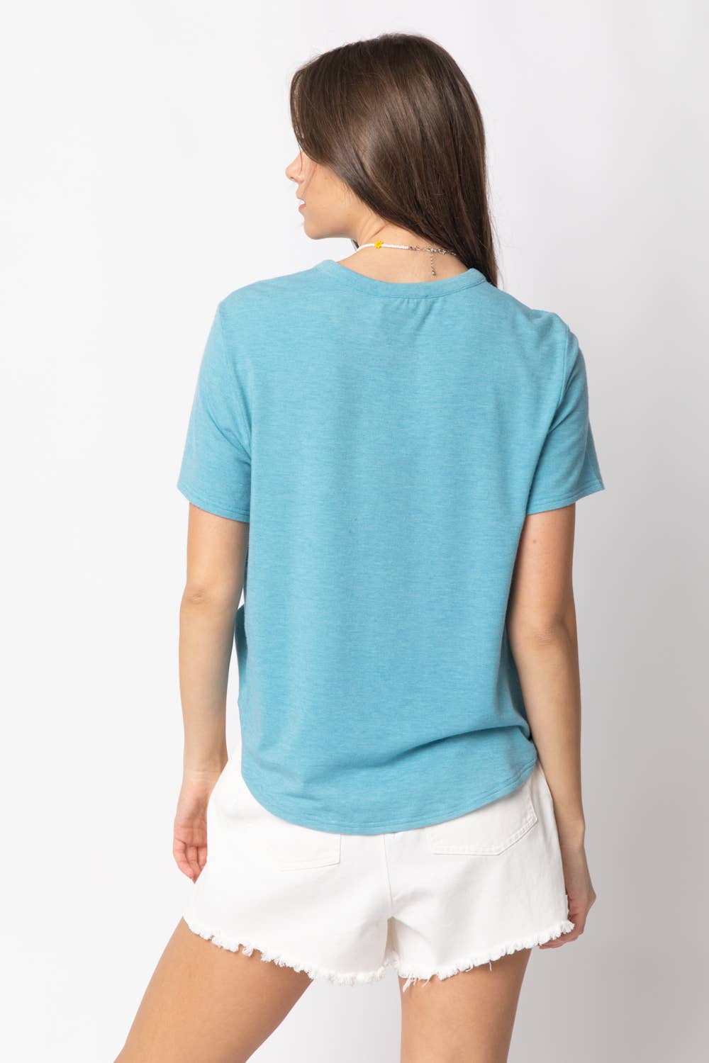 Twisted Hem Knit Top: BLUE