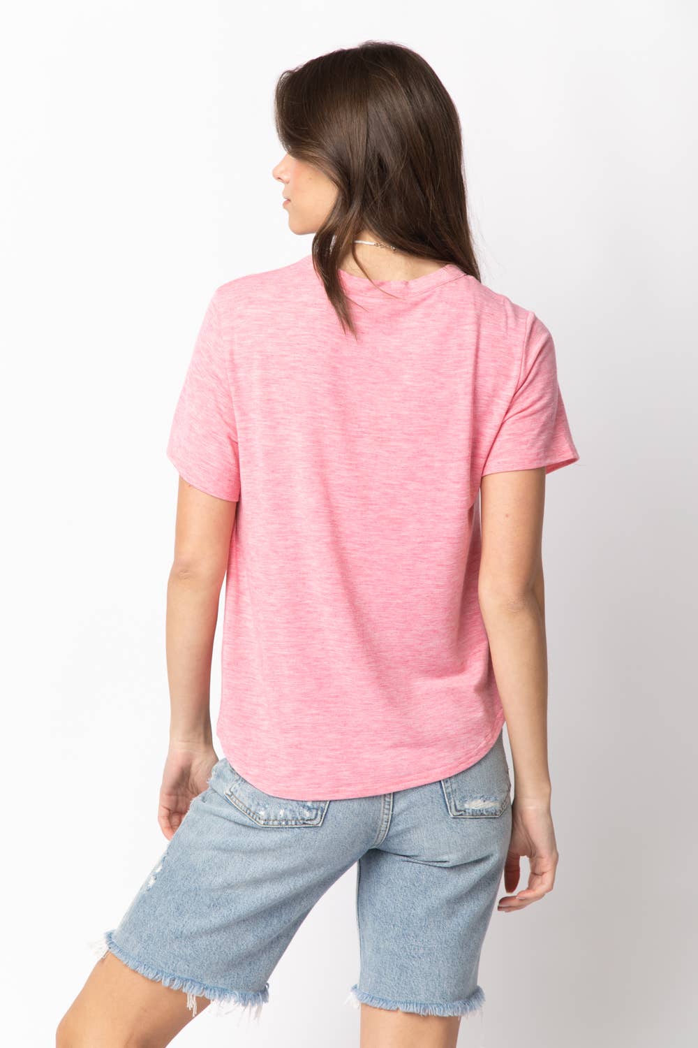 Twisted Hem Knit Top: PINK