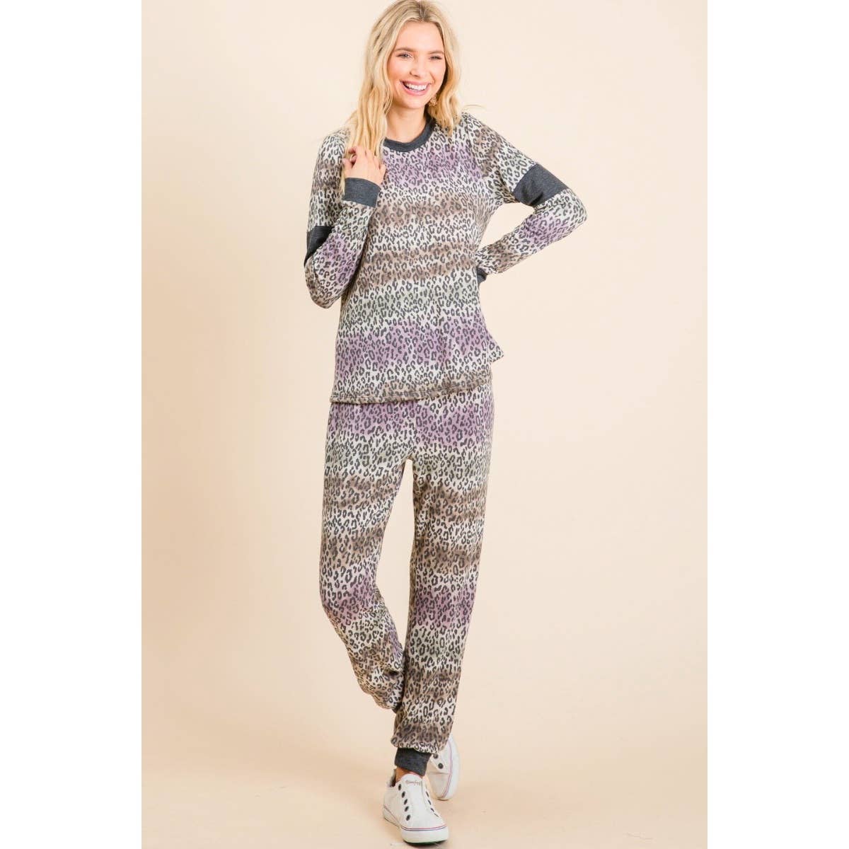 Tie Dye Mix Animal Print Pant Set