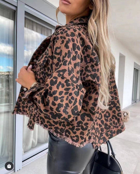 Leopard Print Daily Denim Jacket