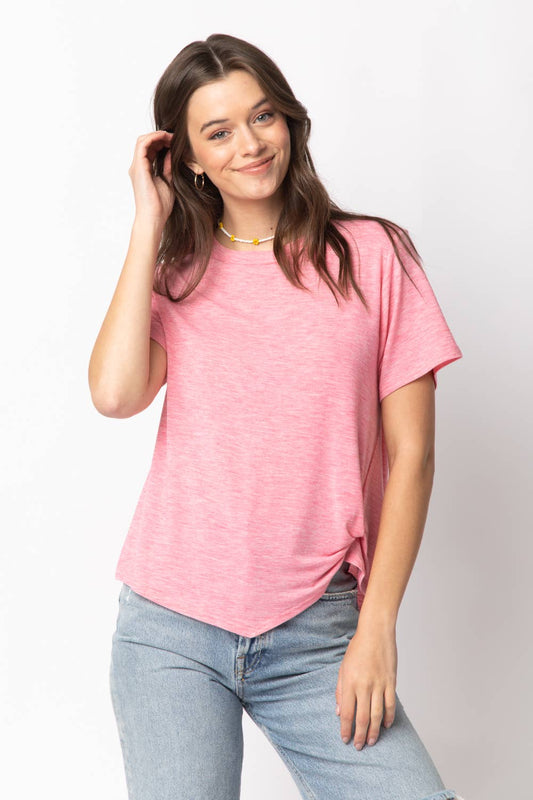 Twisted Hem Knit Top: PINK