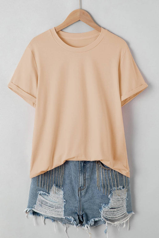 Khaki Crew Neck Short Sleeve Tee