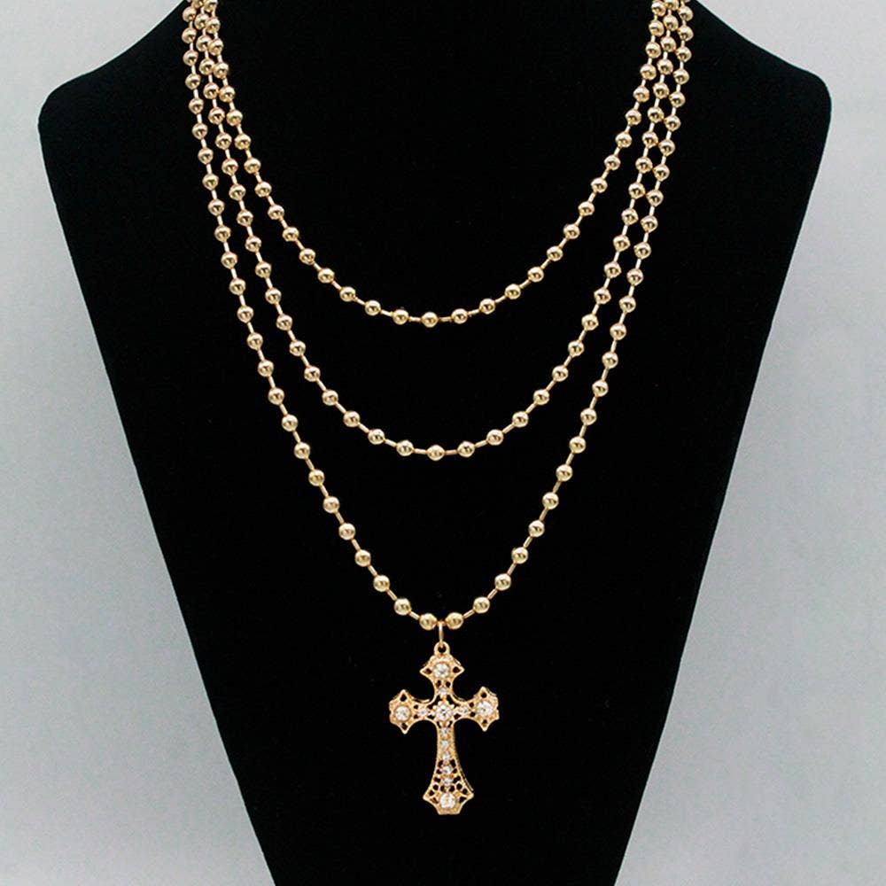 Gold Cross LAYERED NECKLACE