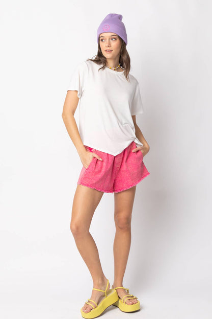 Twisted Hem Knit Top: WHITE