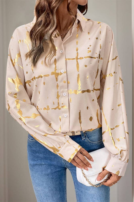 Bronzing Button Up Long Sleeves Shirt